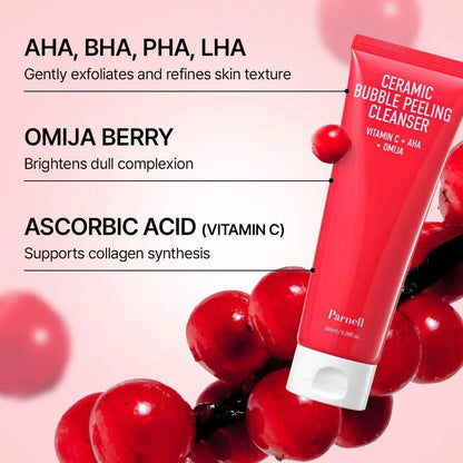 Parnell AHA Omija Ceramic Bubble Peeling Cleanser 180ml