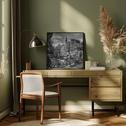 Wall art AMSTERDAM Flower Canal black & white