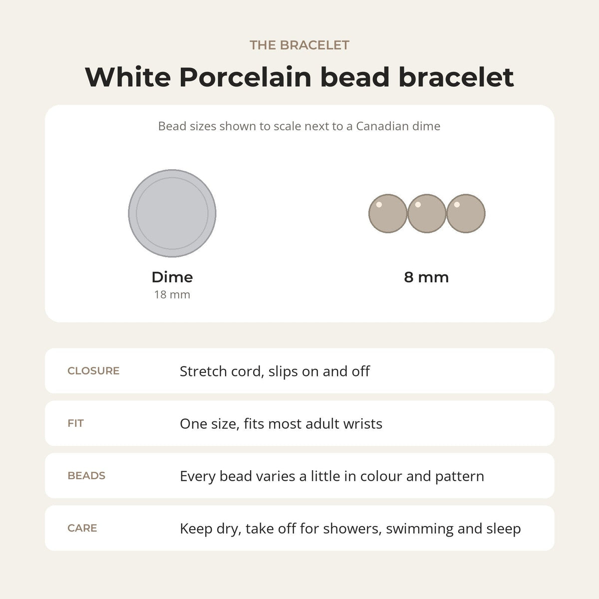 Porcelain White Faceted Round Bracelet - 8mm