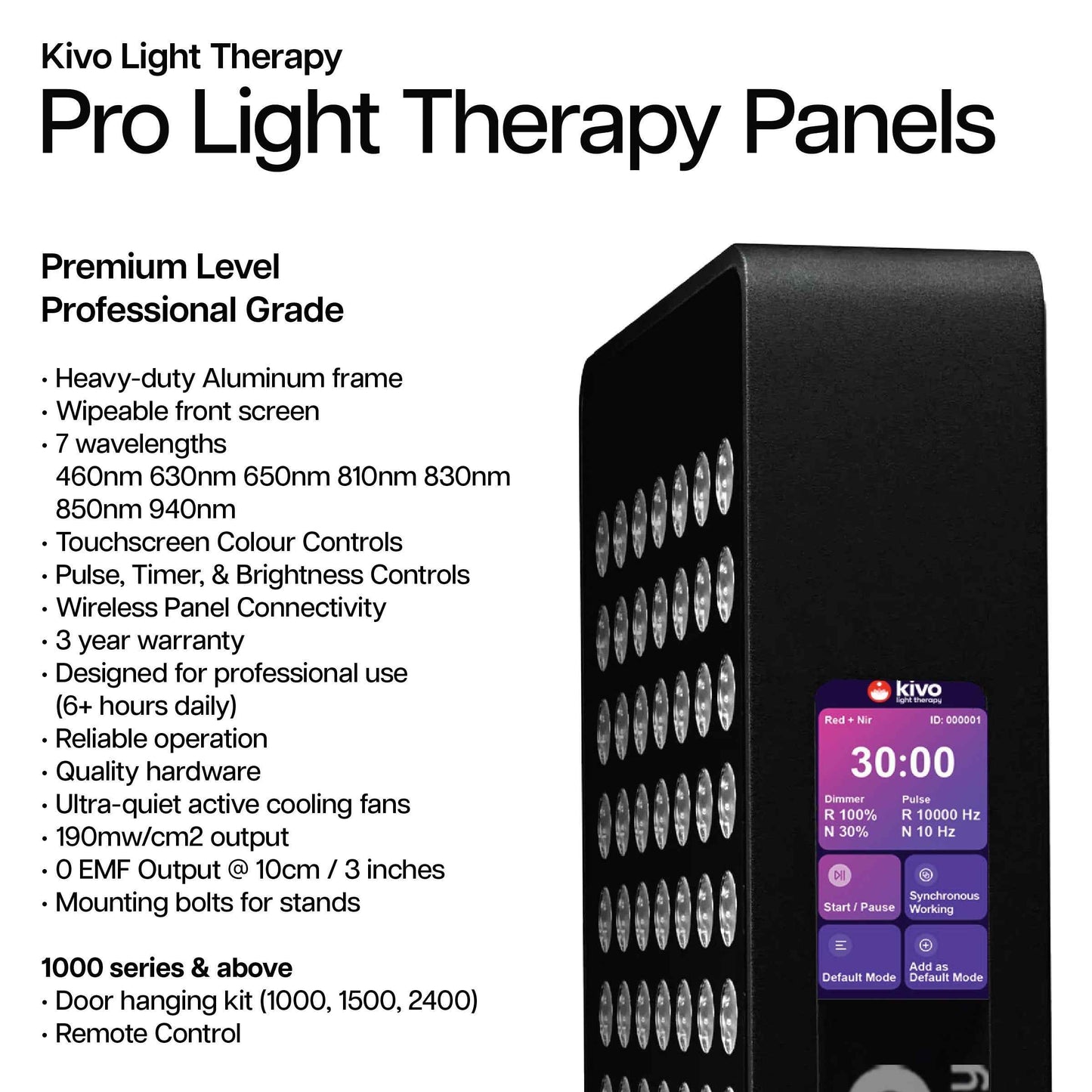 Kivo Pro 1000: Pro Medium Full Body Red Light Therapy Panel