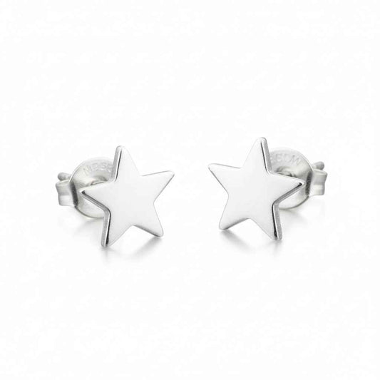 Star Silver Plate Stud Earrings