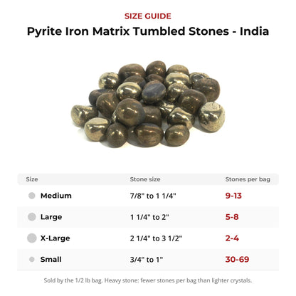 Pyrite Iron Matrix Tumbled Stones - India