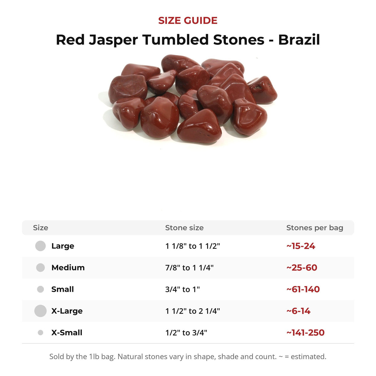 Red Jasper Tumbled Stones - Brazil