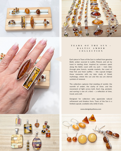 Forest Light Ring | Silver Baltic Amber Ring | Tears of the Sun Collection