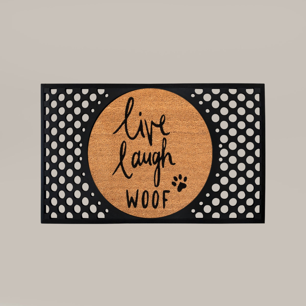 live laugh woof round doormat set