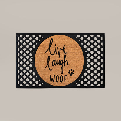 live laugh woof round doormat set