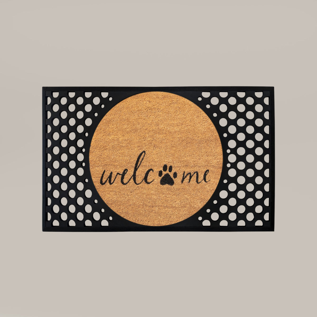 welcome + paw round doormat set
