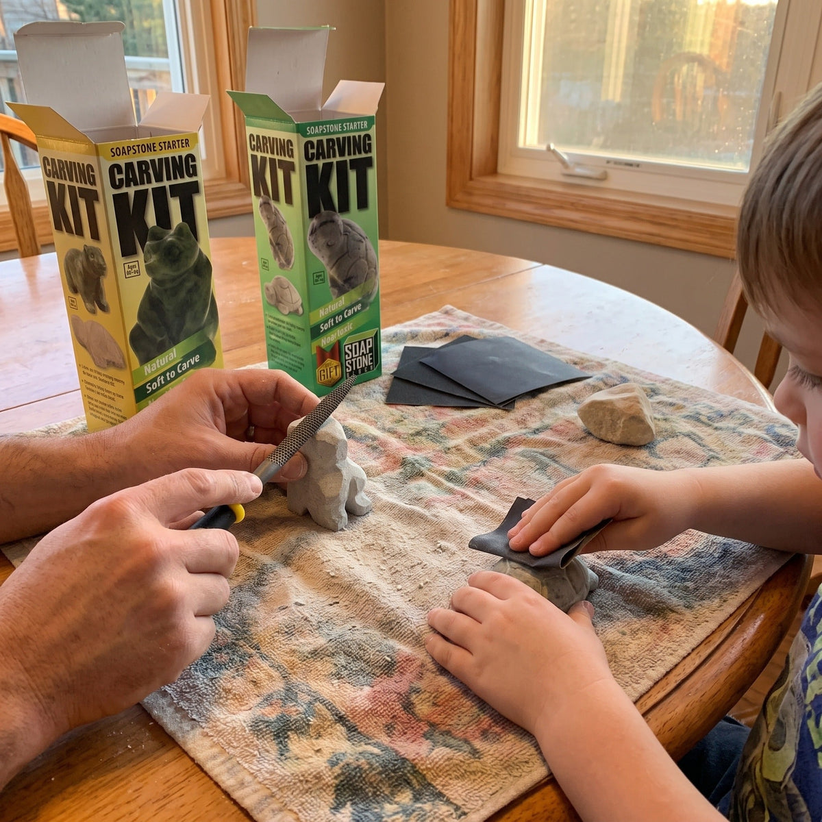 Soapstone Carving Kit - Make 3D Art 🦉🐢🐈 Choose Your Animal