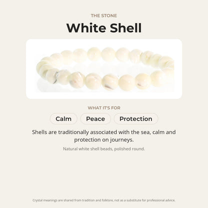 Shell White Round Bracelet - 8mm