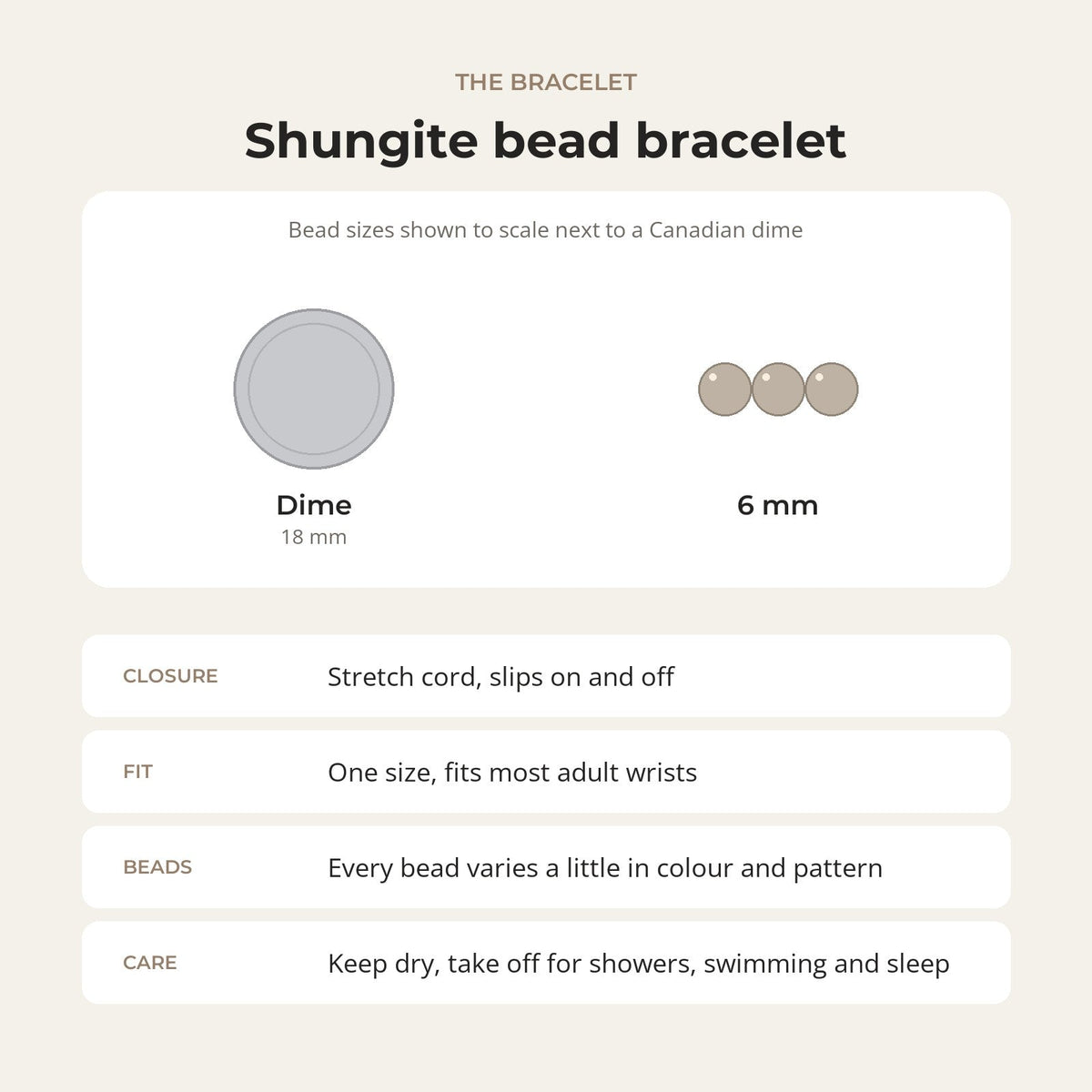 Shungite Bracelet Round - 6mm
