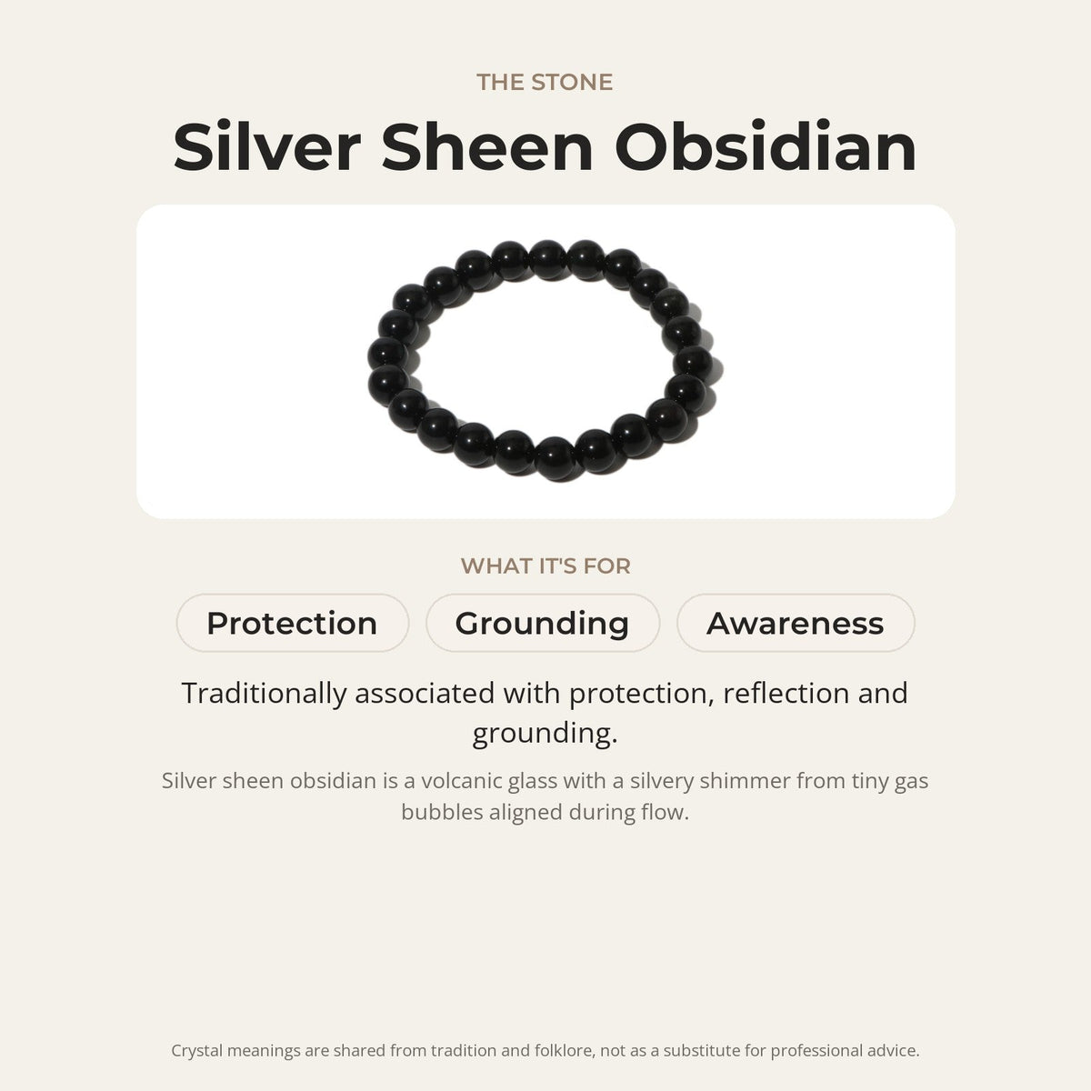 Silver Sheen Obsidian Round Bracelet - 8mm