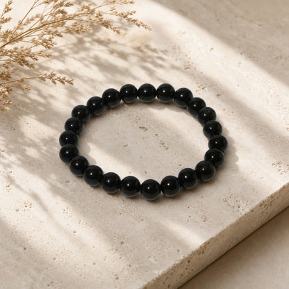 Silver Sheen Obsidian Round Bracelet - 8mm