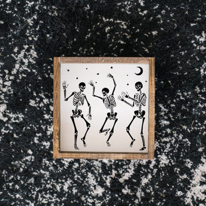 Dancing Skeletons Mini Wood Sign - AURABAGS SHOP