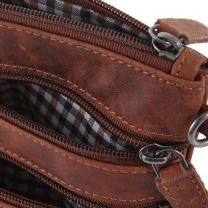 Greenwood Leather Mini Crossbody Bag with 3 Zipper Pockets