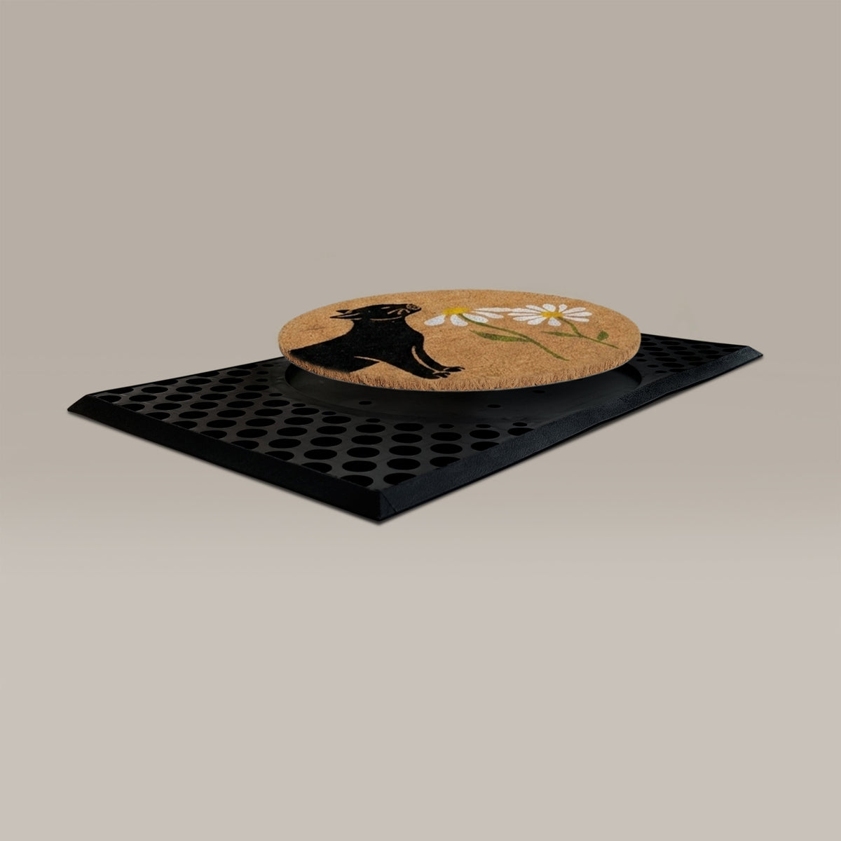 spring kitty round doormat set