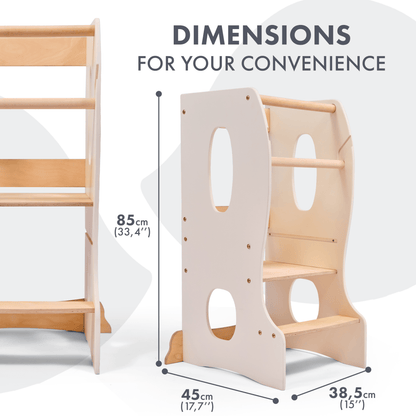 Stable Montessori Tower: Wooden Growing Chair - Ivory