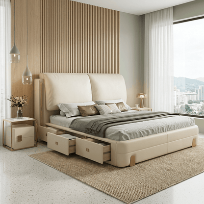 Sterling Luxury Upholstered Storage Bed with Hydraulic Lift and Side Drawers