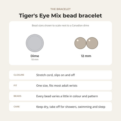 Tiger's Eye Mix Round Bracelet - 12mm