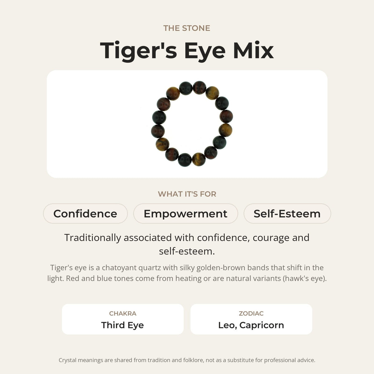 Tiger's Eye Mix Round Bracelet - 12mm