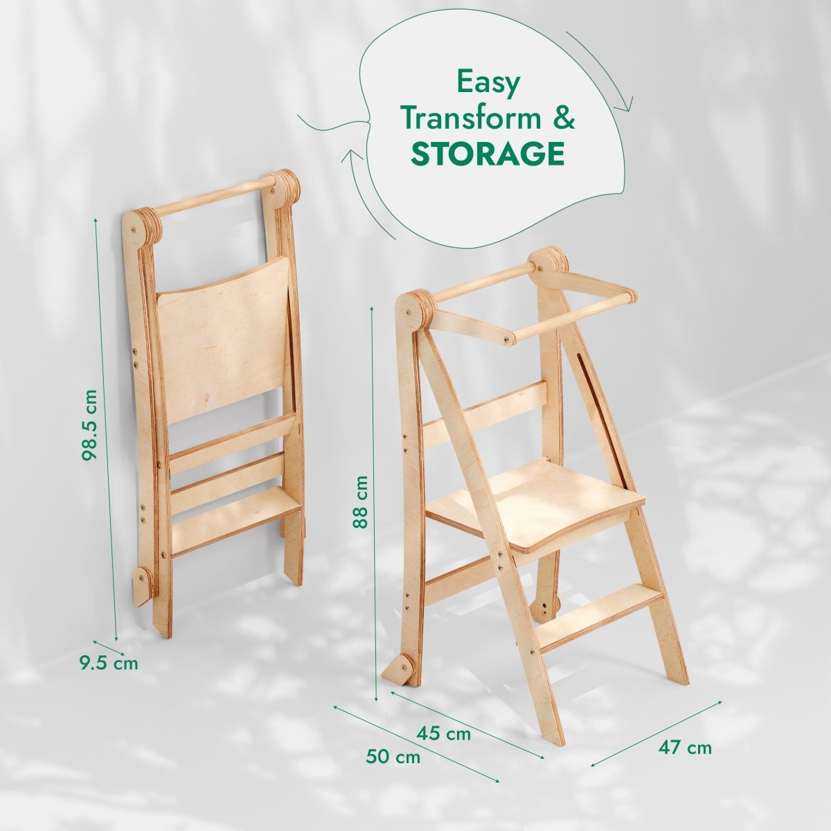 Toddler Tower: Foldable Step Stool for Toddlers - Beige