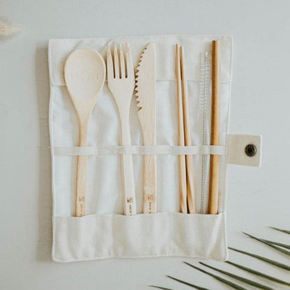 Travel Bamboo Utensil Set With Pouch