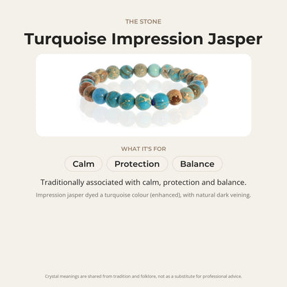 Turquoise Impression Jasper Round Bracelet - 8mm (Enhanced)