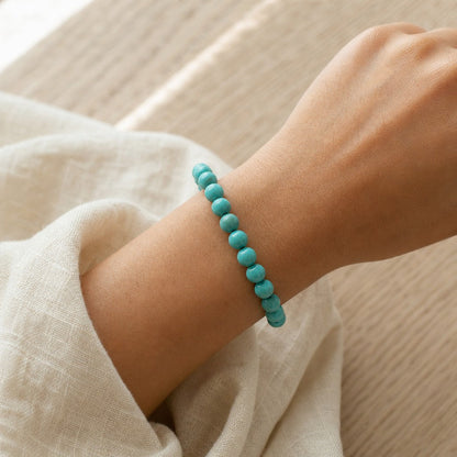 Turquoise Round Bracelet - 8mm (Enhanced)