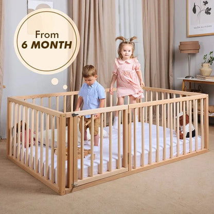 Twin Size Bed Frame for Toddlers with Fence
