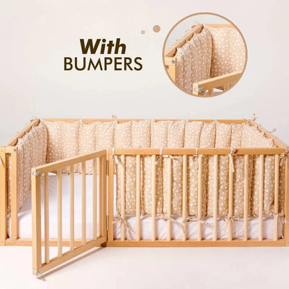 Twin Size Bed Frame for Toddlers with Fence