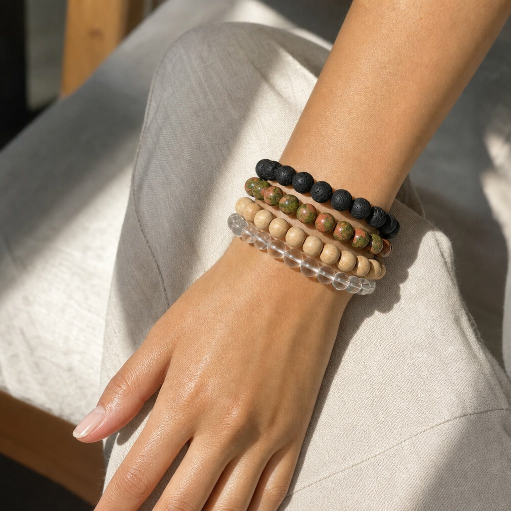 Unakite Bead Bracelet