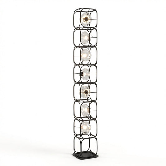 Valletta Wrought Iron + Glass Floor Lamp