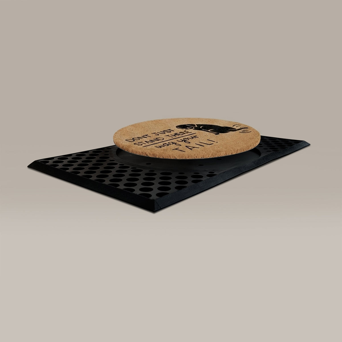 wag your tail round doormat set