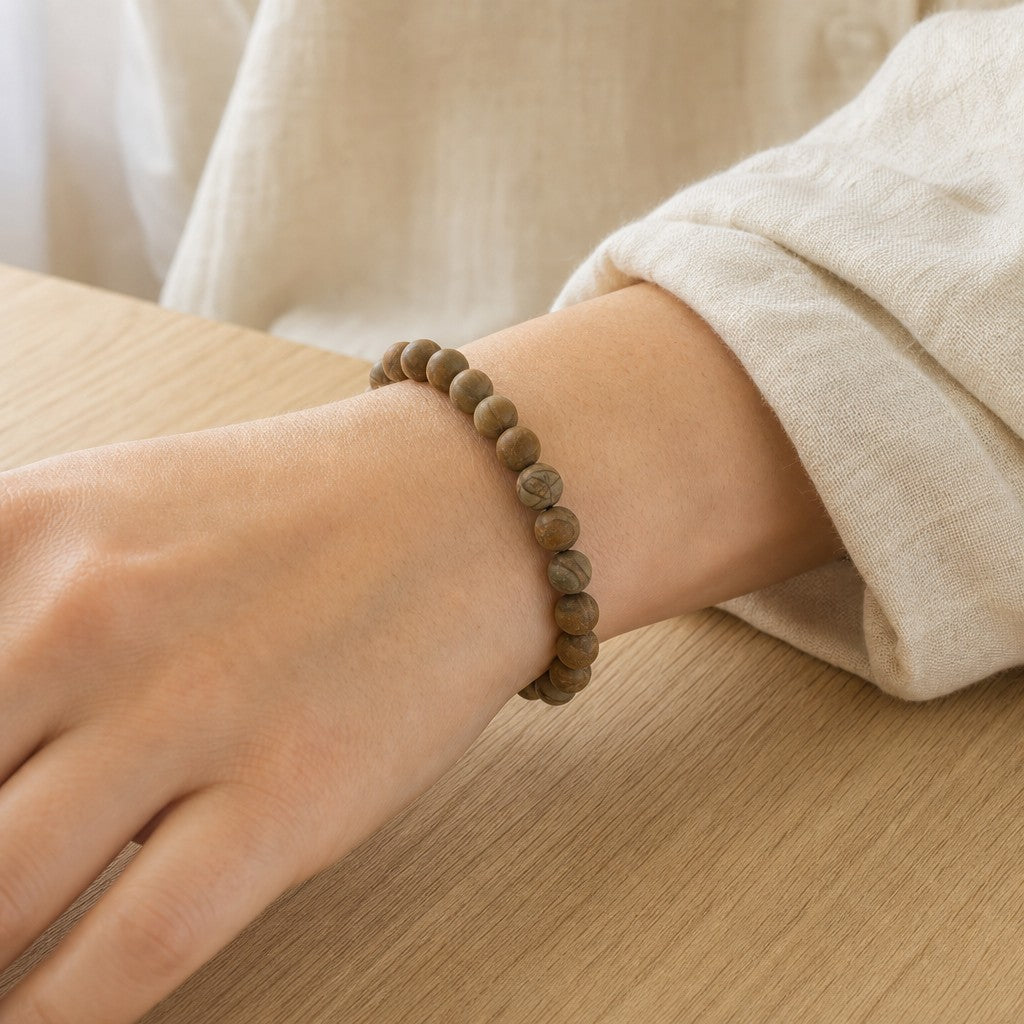 Wood Jasper Matte Round Bracelet - 8mm